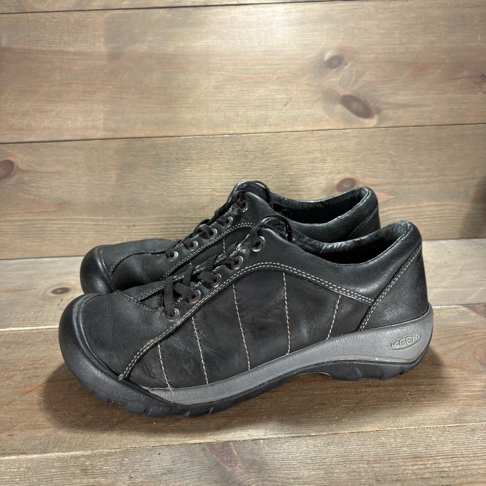 Keen Presidio Womens size 8.5 shoes black Leather Hiking Trail Walking sneakers